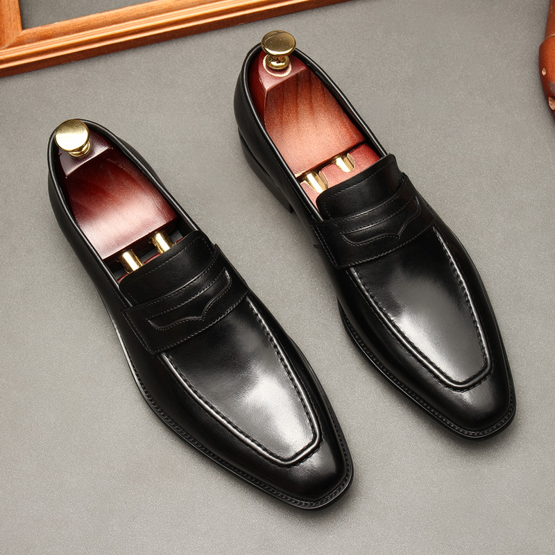 HAND-POLISHED BRITISH STYLE LEATHER SHOES MENS YOUTH TREND LEATHER BUSINESS FORMAL WEAR MENS SHOES KOREAN FASHION POINTED-TOE SHOES