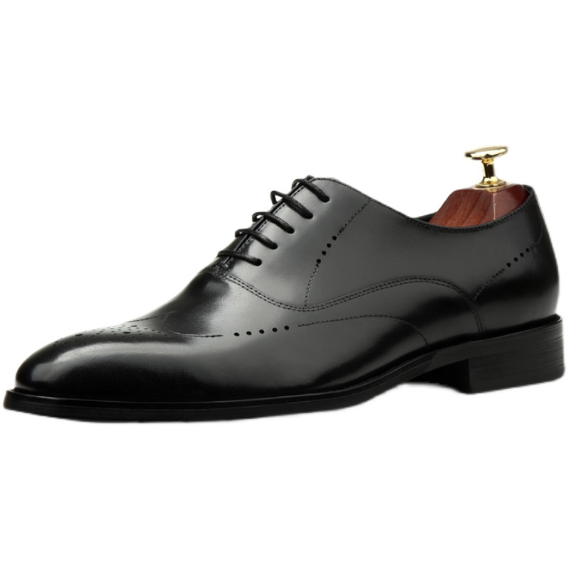 DERBY SHOES MENS 2021 NEW LEATHER MENS SHOES CARVED MENS BUSINESS FORMAL WEAR TOP LAYER COWHIDE BROGUE SHOES