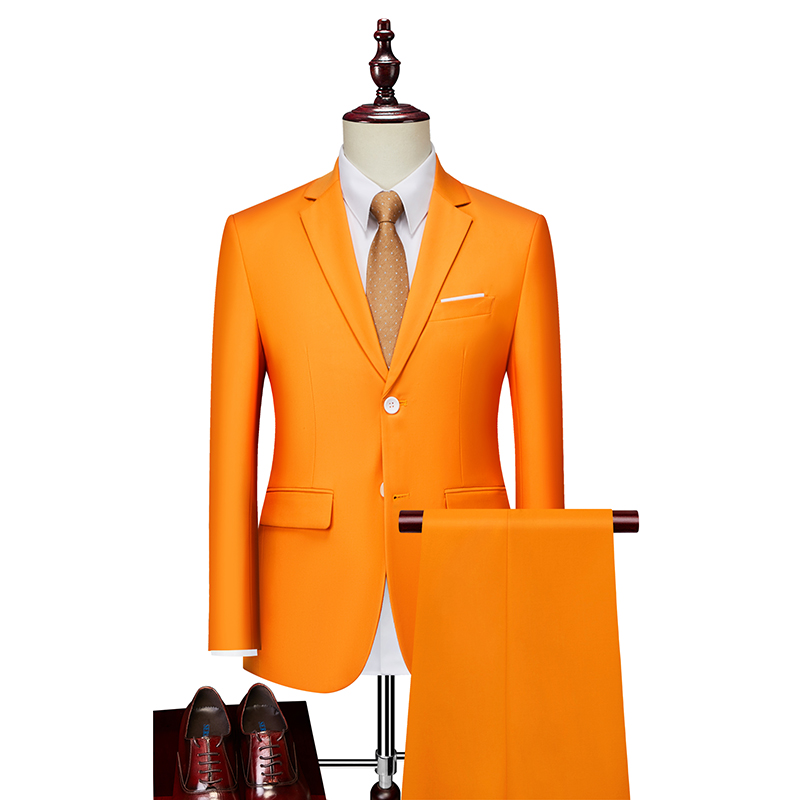 MENS BUSINESS CASUAL SUIT SUIT ORANGE TWO-PIECE SET XZ103-533 TWO-PIECE SET-130
