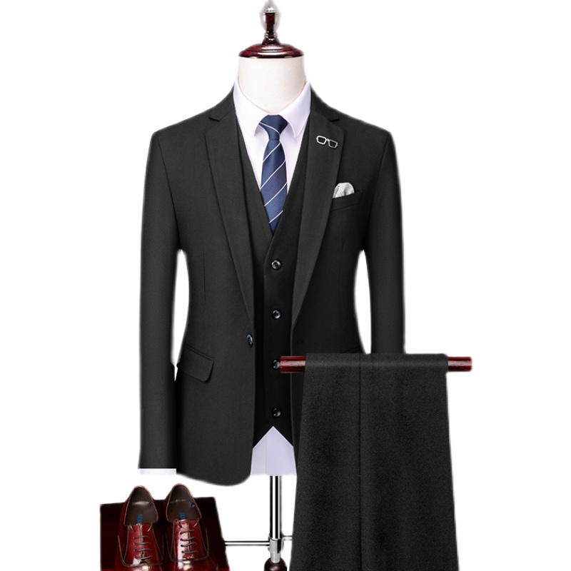 MENS BUSINESS SUIT WEDDING DRESS SUIT THREE-PIECE SET XZ103-189 THREE-PIECE SET-P200 BLACK