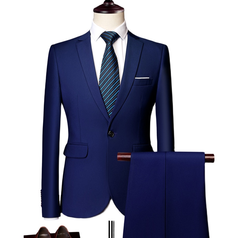 MENS BUSINESS CASUAL SUIT SUIT ROYAL BLUE TWO-PIECE XZ103-522 TWO-PIECE SET-130