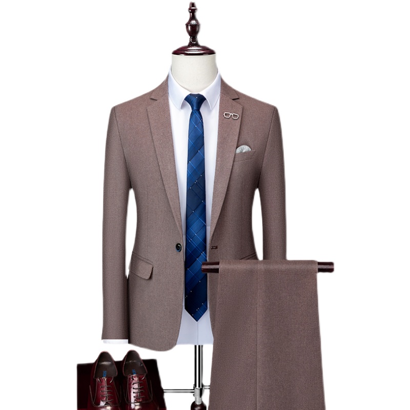 MENS BUSINESS SUIT WEDDING DRESS SUIT TWO-PIECE SET XZ103-189 TWO-PIECE SET-P150 KHAKI