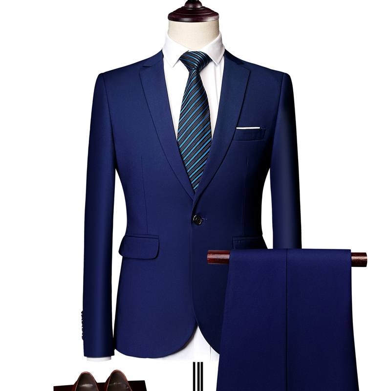 MENS BUSINESS CASUAL SUIT SUIT ROYAL BLUE TWO-PIECE XZ103-522 TWO-PIECE SET-130