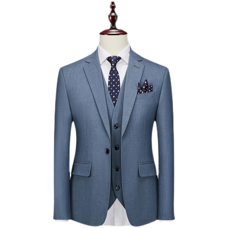 MENS SUIT THREE-PIECE CASUAL BUSINESS SUIT XZ103-222-P260 THREE-PIECE SET LIGHT BLUE