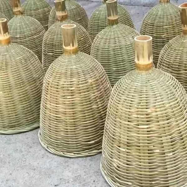 手工竹编制品竹编收蜂笼引蜂笼灯罩民俗装饰挂件婚礼装饰造型骨架