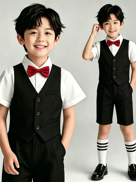 儿童礼服套装西服花童背带裤幼儿园合唱拍照表演服朗诵钢琴演出服 — 2