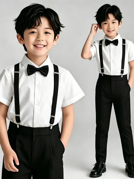 儿童礼服套装西服花童背带裤幼儿园合唱拍照表演服朗诵钢琴演出服