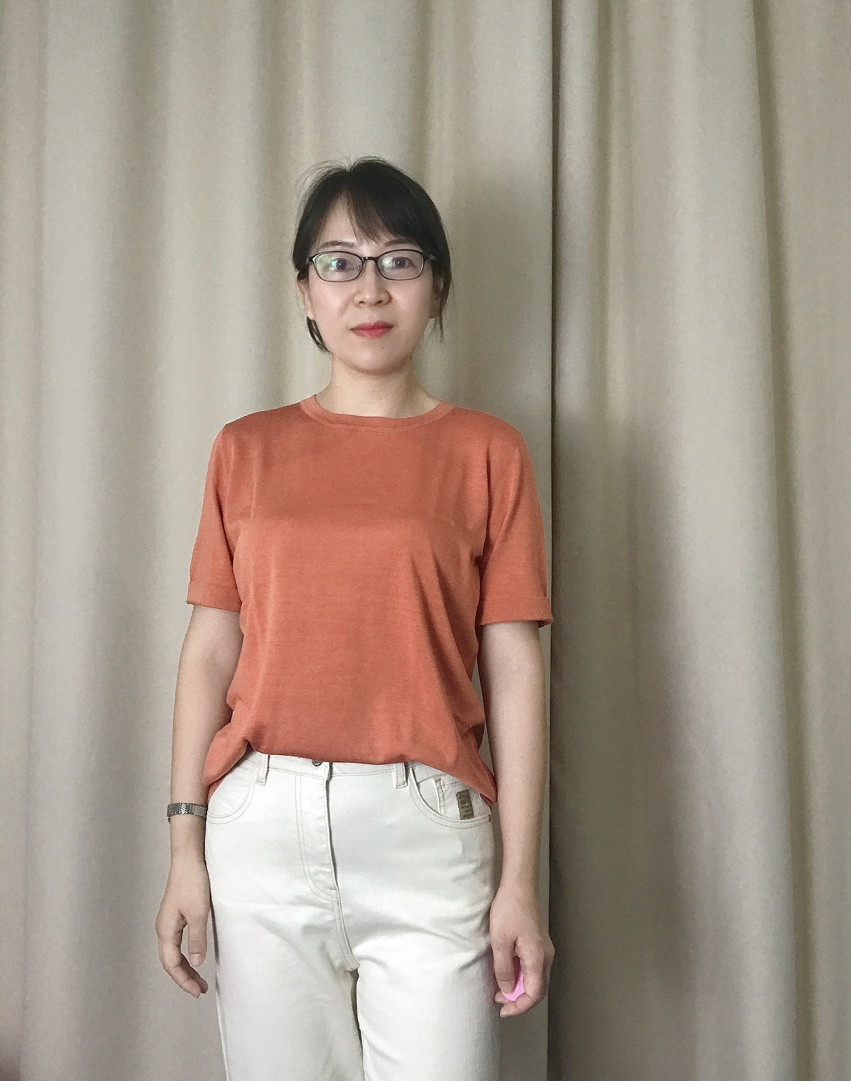 YOUJIA HOMEMADE 120S DOUBLE STRANDS 16 KNITTED PURE MULBERRY SILK KNIT T-SHIRT THIN BUT BONY AND IMPERMEABLE