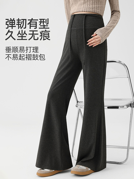 JQ婧麒孕妇裤秋冬外穿孕期不勒肚子微喇叭裤加绒厚糯米裤子孕妇装 — 4