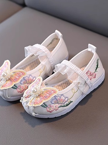 春季儿童汉服鞋子女童古风绣花鞋女宝宝鞋国潮刺绣舞蹈鞋透气布鞋 — 2