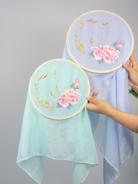 绣花竹绷刺绣成品古典舞蹈绣影蝶香绣绷绣桥中跳舞道具绣花竹绷子