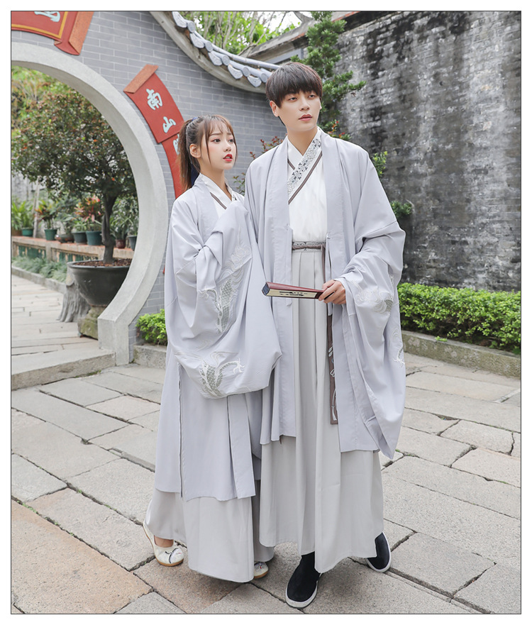 RENTAL OF HANFU SILVER DRAGON COUPLES MALE AND FEMALE CP SUITS MARTIAL ARTS SCHOLARS STUDENTS SPRING AND AUTUMN COMING-OF-AGE CEREMONIES PERFORMANCE COSTUMES RENTAL