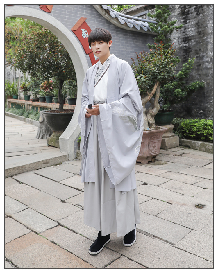RENTAL OF HANFU SILVER DRAGON COUPLES MALE AND FEMALE CP SUITS MARTIAL ARTS SCHOLARS STUDENTS SPRING AND AUTUMN COMING-OF-AGE CEREMONIES PERFORMANCE COSTUMES RENTAL