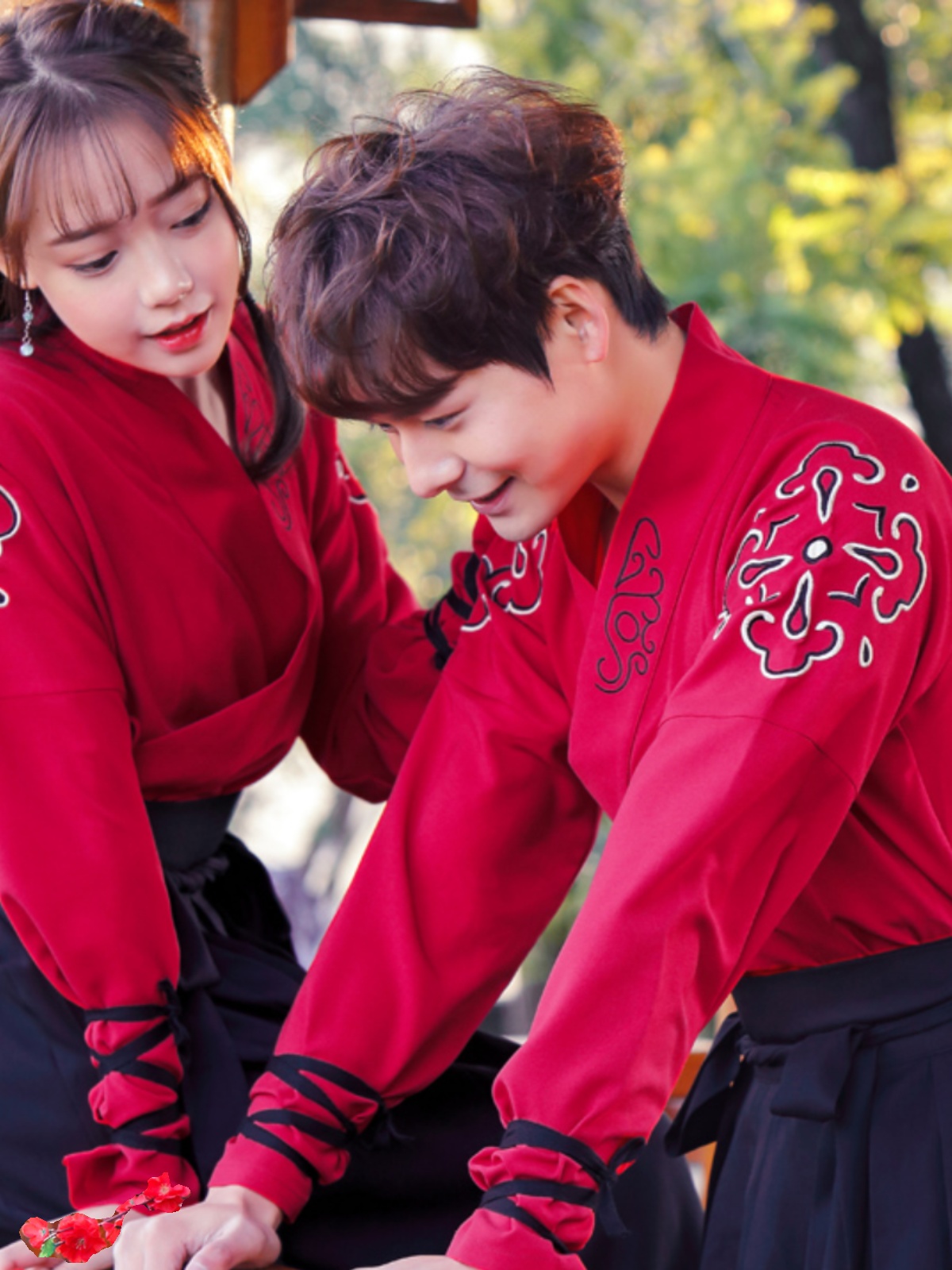 HANFU RENTAL MALE AND FEMALE COUPLES CP RED STUDENT GAMES OPENING CEREMONY ENTRANCE ANTIQUE CLASS COSTUME PERFORMANCE COSTUMES