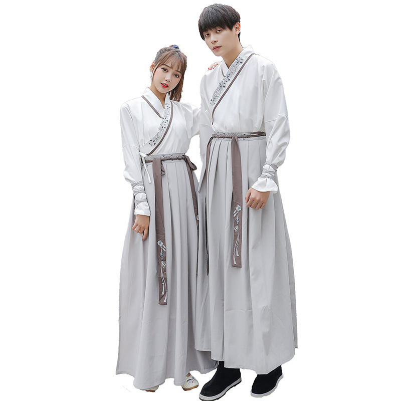 RENTAL OF HANFU SILVER DRAGON COUPLES MALE AND FEMALE CP SUITS MARTIAL ARTS SCHOLARS STUDENTS SPRING AND AUTUMN COMING-OF-AGE CEREMONIES PERFORMANCE COSTUMES RENTAL