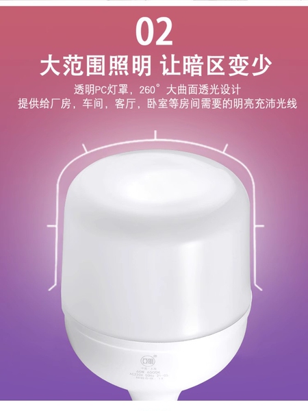 上海亚明LED纳米球泡无频闪节能灯声光控超亮足瓦家用E27螺口灯泡