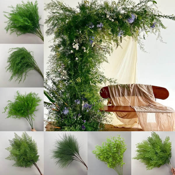 婚庆绿植高仿真芦荀草长枝柳芽假花绿色森系婚庆装饰背景插花路引