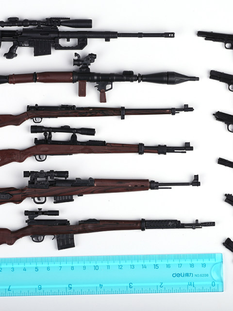 1比6静态拼装模型玩具步枪不可发射军事模型 98K兵人武器配件摆件