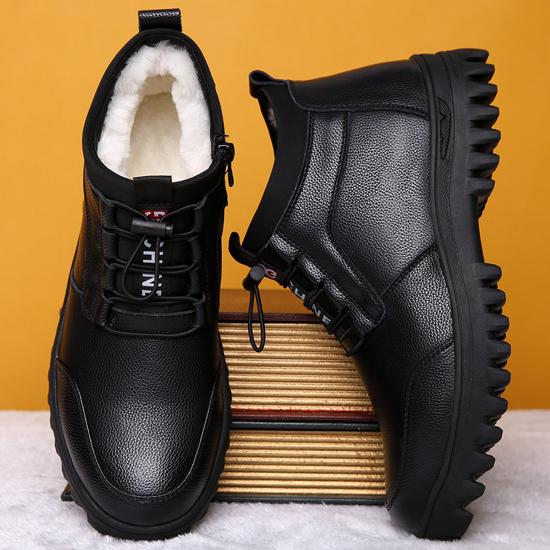 WINTER MENS SHOES 2024 NEW HIGH-TOP VELVET WARM THICKENED COTTON SHOES MENS FUR INTEGRATED WOOL SNOW BOOTS MEN