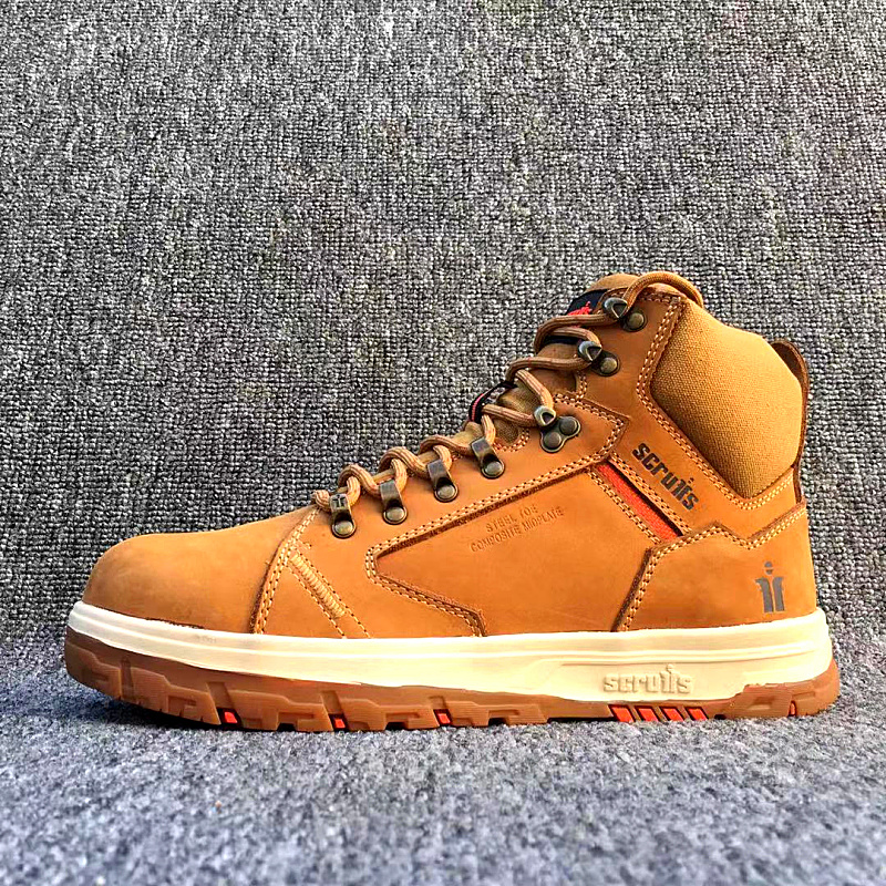 FOREIGN TRADE ORIGINAL SINGLE NUBUCK LEATHER MID-TOP ANTI-SMASHING LABOR PROTECTION SHOES ANTI-PUNCTURE TOOLING SAFETY SHOES OIL-PROOF WEAR-RESISTANT SOLID LARGE SIZE