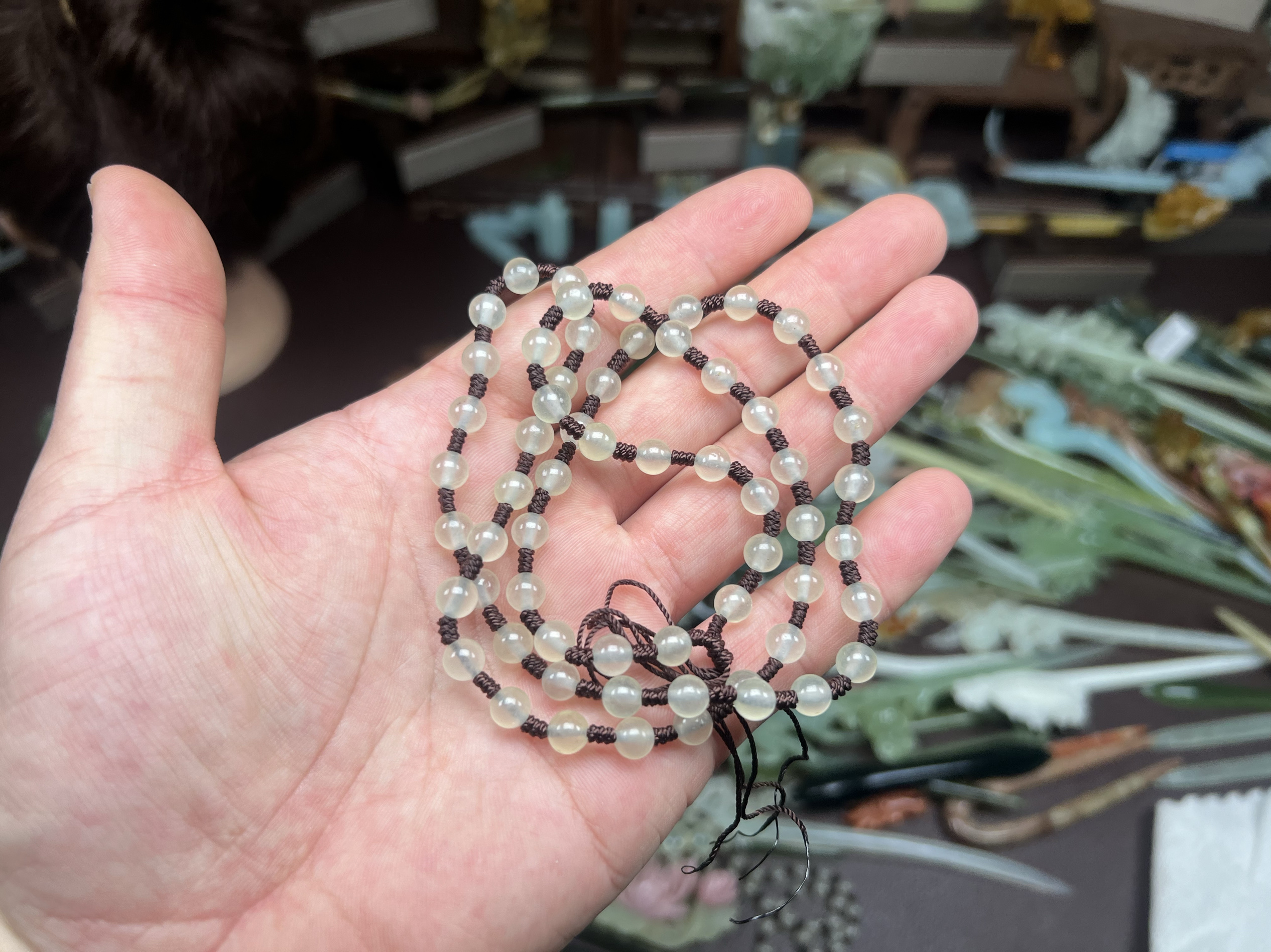 JADE BEADS QUARTZITE JADE 6MM LANYARD XIUYU JADE OBSIDIAN PENDANT HANGING CHAIN BEAD CHAIN LANYARD