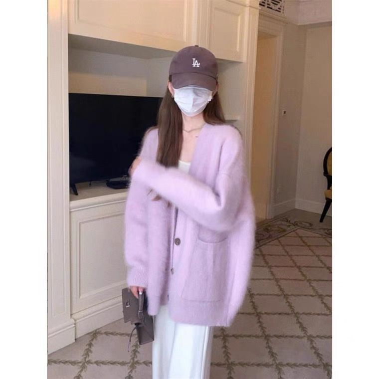 MATERNITY WINTER SUIT FASHION OUTING PLUS SIZE LOOSE AUTUMN AND WINTER NEW WOOL KNIT CARDIGAN WIDE-LEG PANTS TWO-PIECE SET