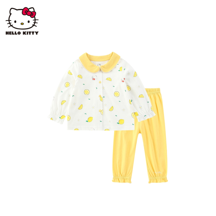 CLEARANCE NON-REFUNDABLE SIZE 90 GIRLS BABY KITTY COTTON CARDIGAN LOUNGEWEAR SET LONG SLEEVE PYJAMA PANTS