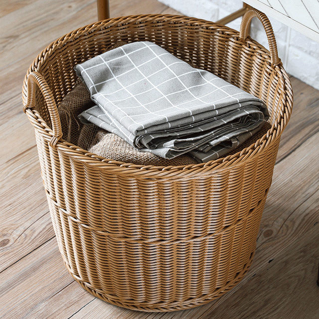 Dirty laundry basket bamboo woven laundry basket ins Nordic style bamboo rattan woven basket dirty clothes storage basket large size