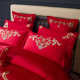 Wedding wedding bedding four-piece set big red Chinese-style dragon and phoenix embroidered bed sheets and quilt covers long velvet cotton six-piece set