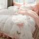 Fairy style four-piece set embroidered princess full cotton pure cotton butterfly quilt cover bed skirt style bed sheets bed fitting style Korean version ins3