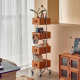 Household floor-standing bookshelf living room cherry wood corner storage rack movable storage cabinet storage display cabinet corner cabinet