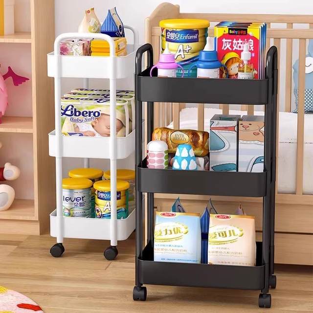 Cart storage rack floor-standing living room, kitchen, bathroom mobile multi-layer snack rack bedroom bedside storage rack