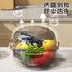 Transparent pet thickened drain basket kitchen wash basin household large capacity double-layer plastic basin hollow rice storage