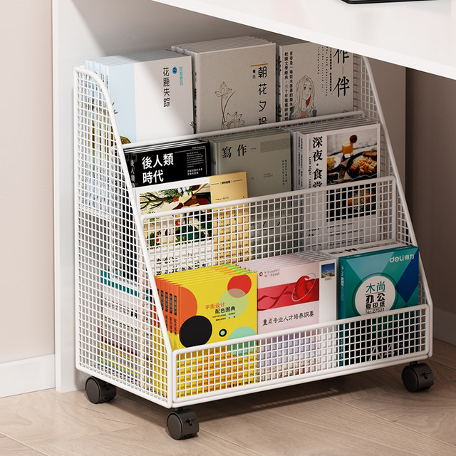 Children's bookshelf floor-standing baby picture book toy storage rack simple bookcase with wheels movable reading rack