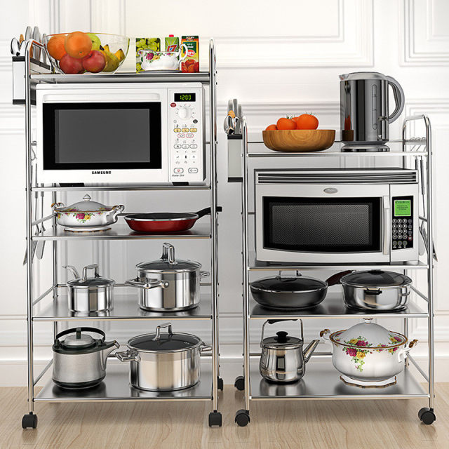 Household kitchen stainless steel microwave oven rack kitchen debris storage storage rack oven rack rice cooker rack
