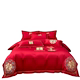 New wedding four-piece set wedding big red simple embroidered quilt cover bed sheet wedding quilt bedding