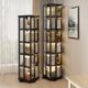 Rotating bookshelf household 360-degree floor-standing multi-layer A-frame shelf non-solid wood space-saving storage artifact children's bookcase