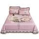Summer ice silk mat three-piece set sheet European-style machine-washable folding household single and double air conditioning soft mat