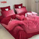 Ins Winter Warm Gradient Color Milk Fleece Duvet Cover Baby Fleece Double Bed Sheet Red Wedding Four-Piece Set