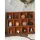 Multi-grid partition storage box wall-mounted antique shelf cultural ornaments display rack wooden retro zakka cabinet ladder shape