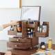 Light luxury cosmetic storage box desktop large capacity lipstick skin care products exquisite partition dressing table wooden storage rack