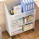 Movable children's bookshelf with wheeled schoolbag storage rack for household simple floor-standing bookcase desk book storage cabinet