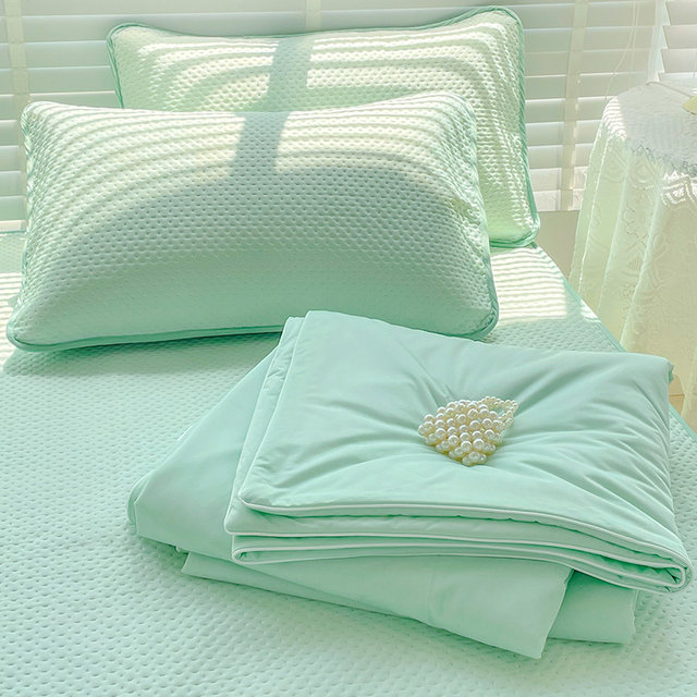 Ice silk mat three-piece set for summer washable bed covers air conditioning quilt four-piece set for bed sheet mat cool silk mat summer