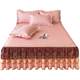 Summer ice silk mat three-piece set can be water-washed cotton lace cover bed sheets and bed cover air conditioning soft cool mat