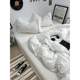 Simple B&B style embroidered white quilt cover four-piece set soft and glutinous wash cotton sheets bed covers bed covers dormitory three-piece set hotel