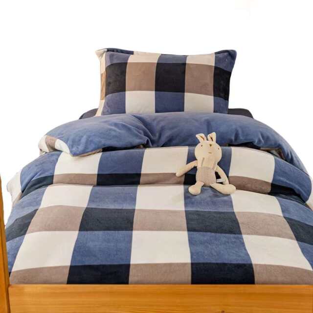 Student dormitory bed three-piece set winter milk velvet 2024 new thickened coral velvet plus velvet quilt cover bed sheets for people