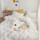 Pure white cotton wash cotton four-piece set white three-piece set simple Nordic style pure cotton bedding sheet