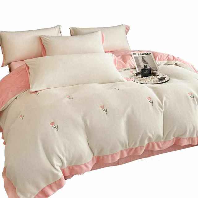 Winter warm milk velvet four-piece set double-sided velvet thickened quilt cover bed sheet hat coral velvet flannel quilt cover household use