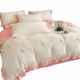 Winter warm milk velvet four-piece set double-sided velvet thickened quilt cover bed sheet hat coral velvet flannel quilt cover household use