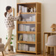 Household bookshelf storage shelf living room floor-standing log style bookcase children's picture book shelf modern simple storage cabinet against the wall